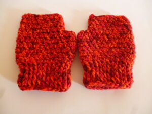 Mitaines Femme au crochet coloris rouge chiné